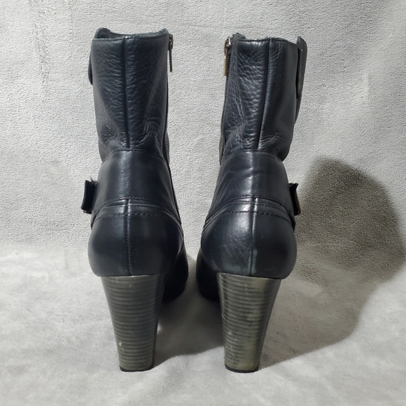 Clarks Indigo Buckle Black Leather Boots  10 M - Picture 3 of 12
